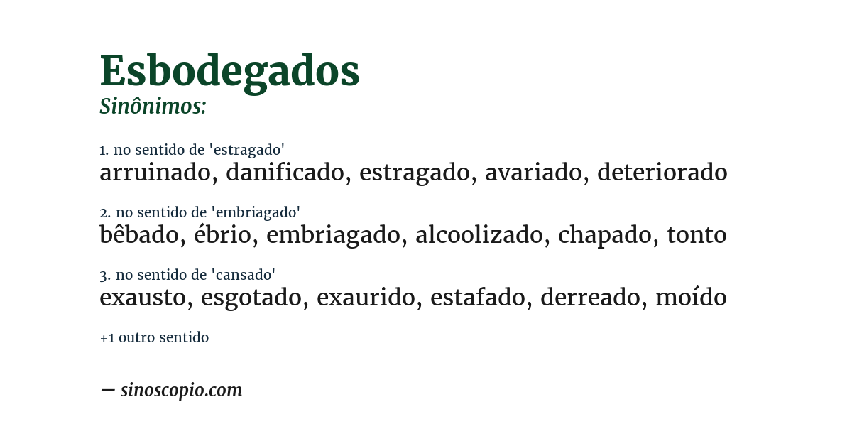 Sinônimo de esbodegados