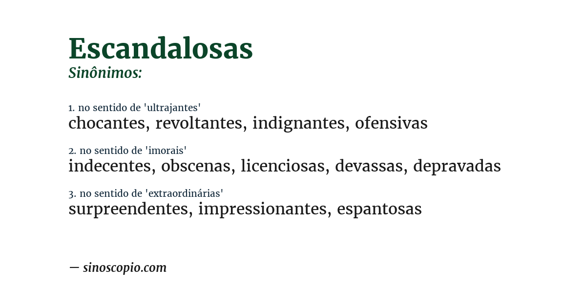Sinônimo de escandalosas
