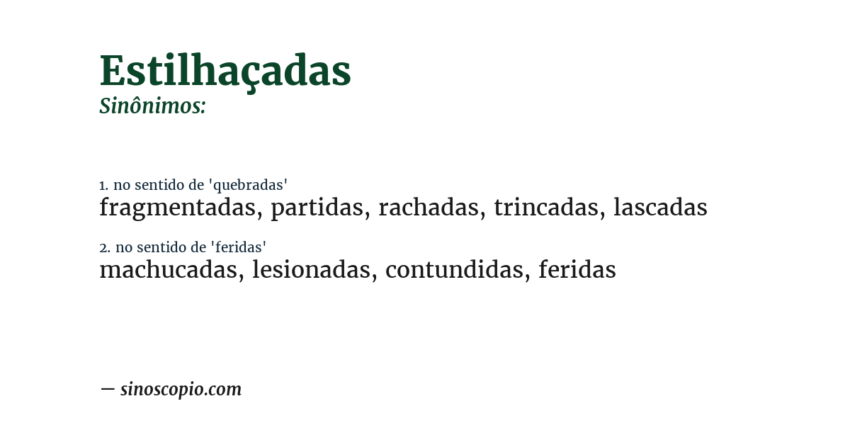 Sinônimo de estilhaçadas