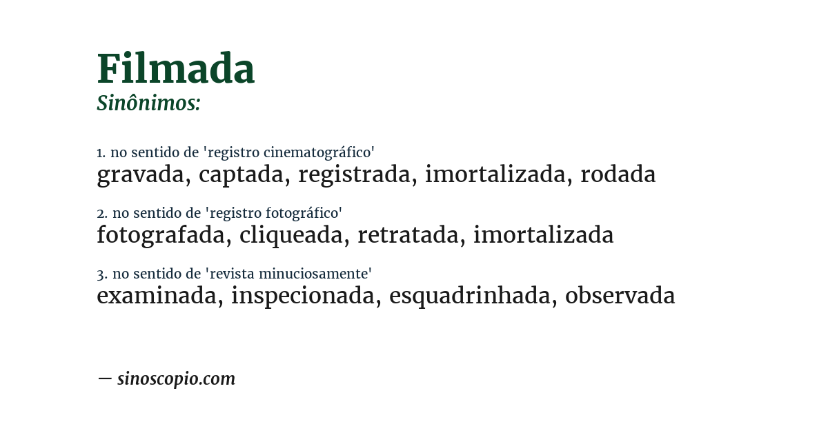 Sinônimo de filmada