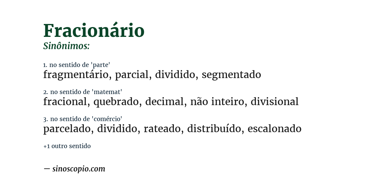 Sinônimo de fracionário