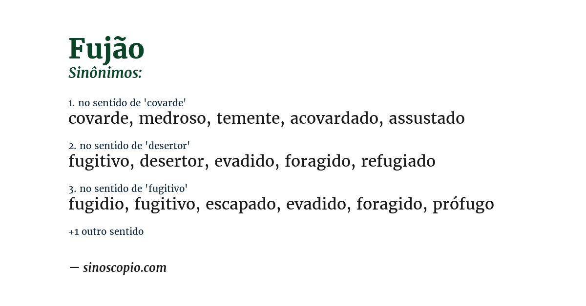 Sinônimo de fujão