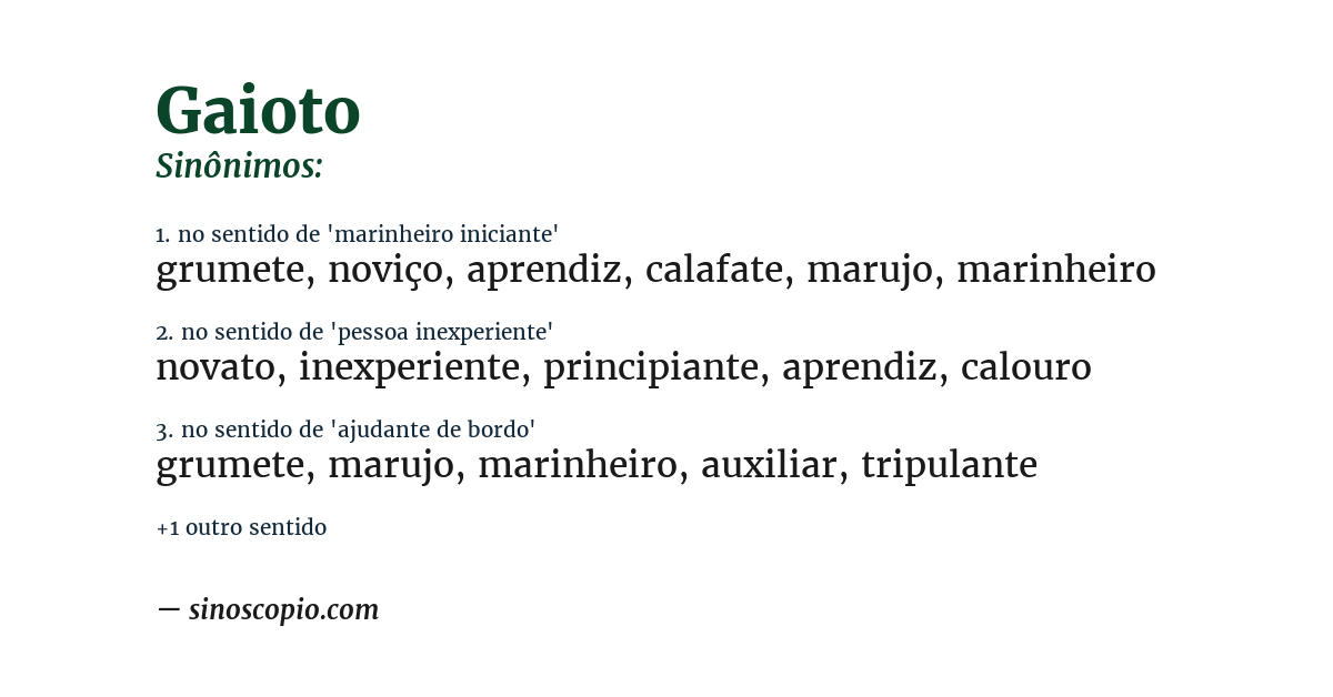 Sinônimo de gaioto