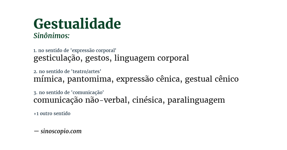 Sinônimo de gestualidade