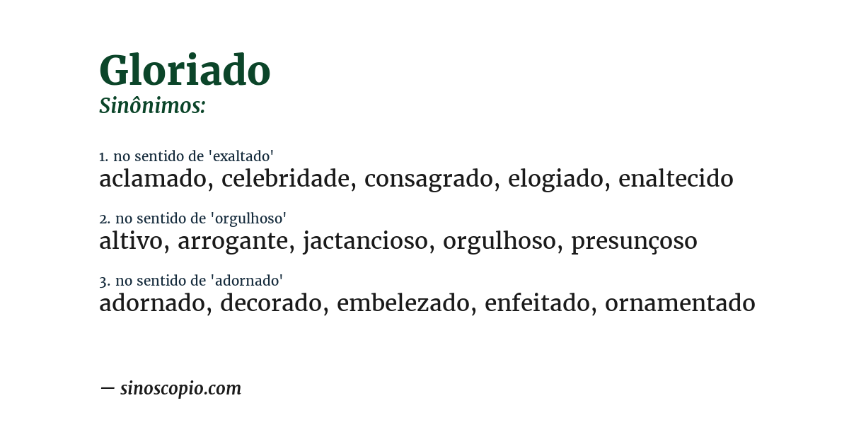Sinônimo de gloriado