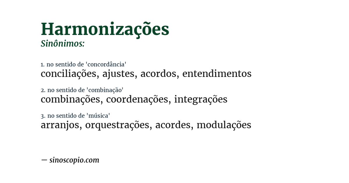 Sinônimo de harmonizações