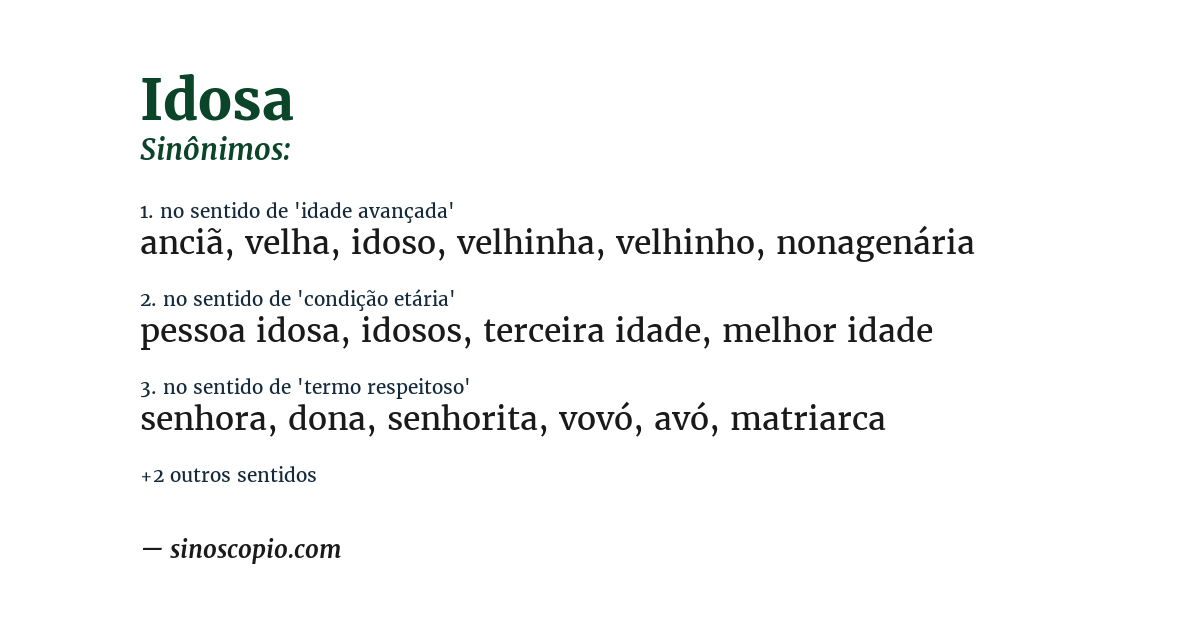 Sinônimo de idosa