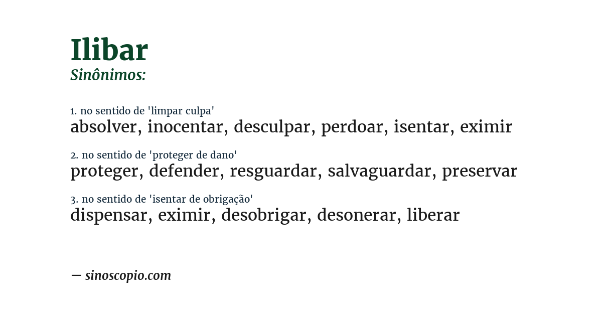 Sinônimo de ilibar