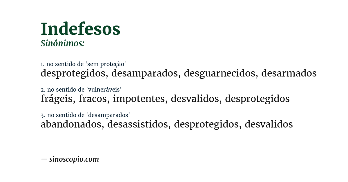 Sinônimo de indefesos