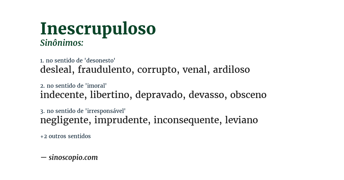 Sinônimo de inescrupuloso
