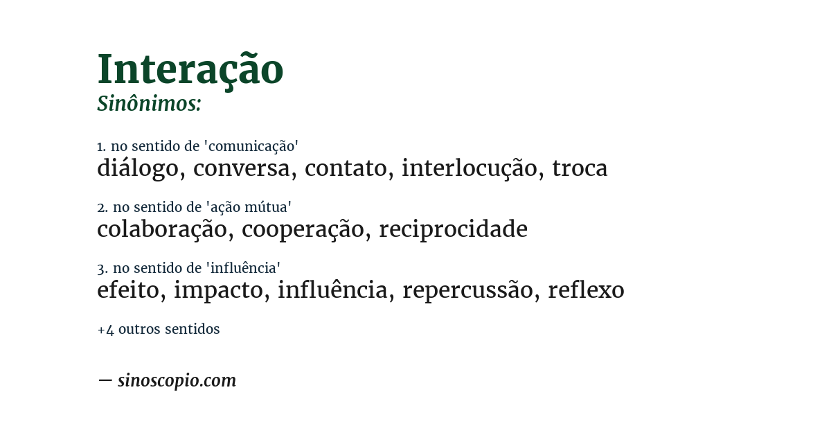Sinônimo de interação