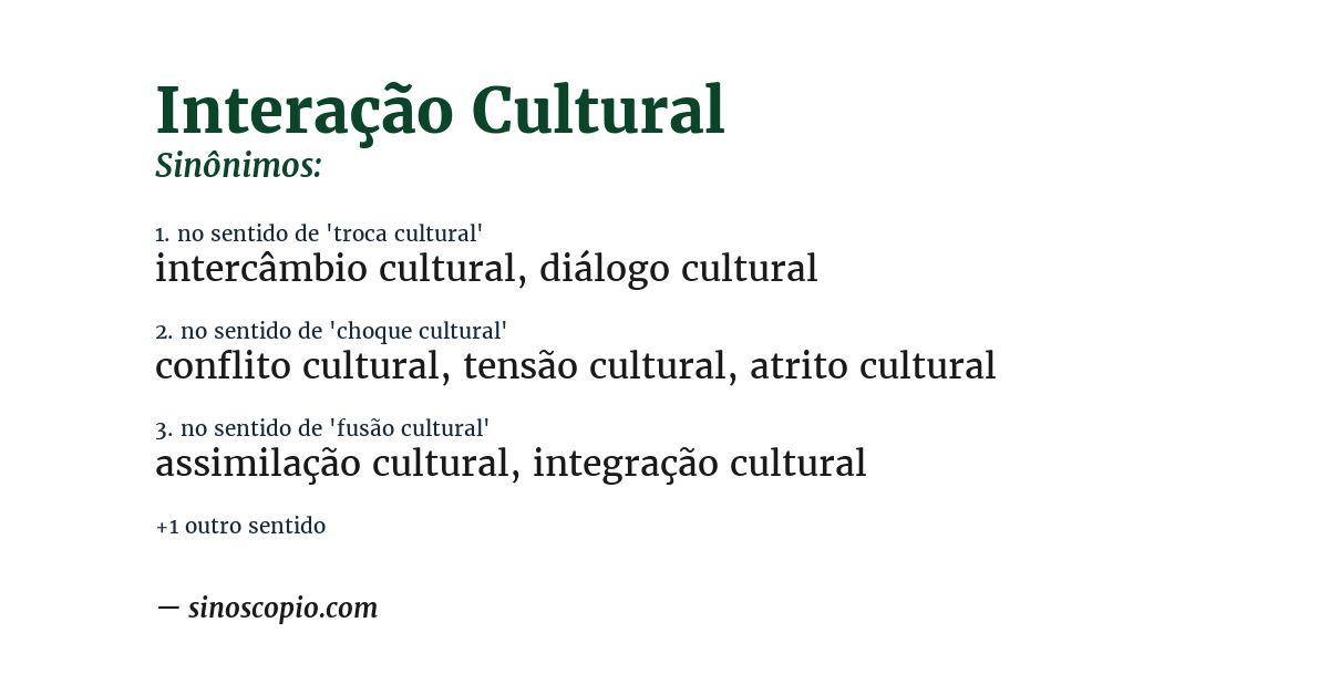 Sinônimo de interação cultural