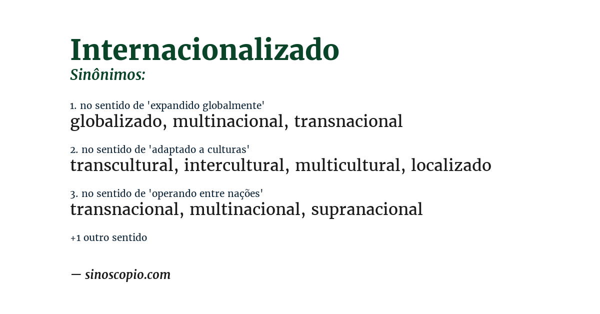 Sinônimo de internacionalizado
