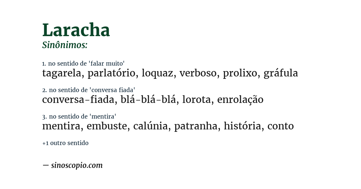 Sinônimo de laracha