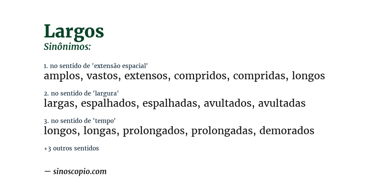 Sinônimo de largos