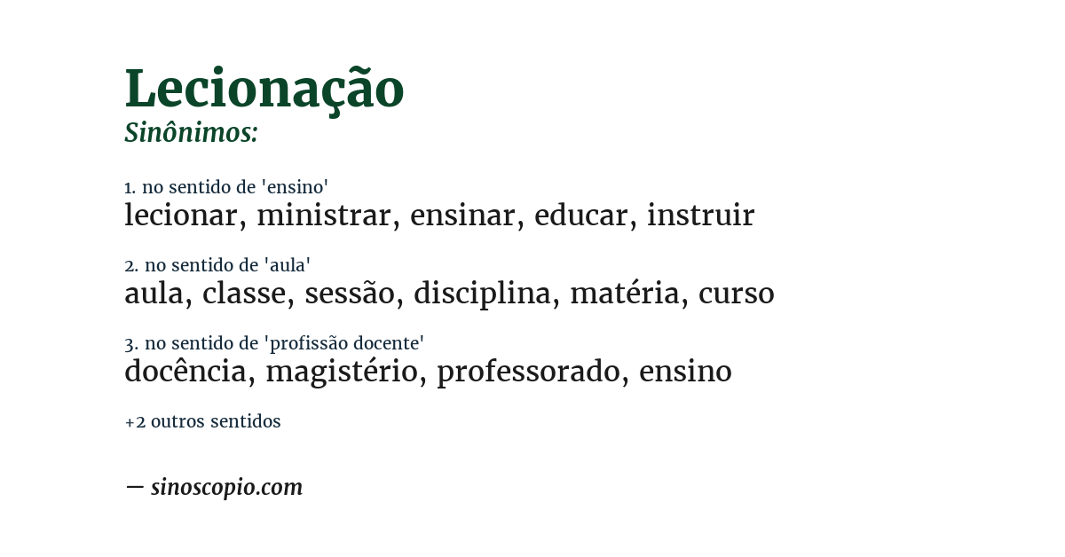 Sinônimo de lecionação