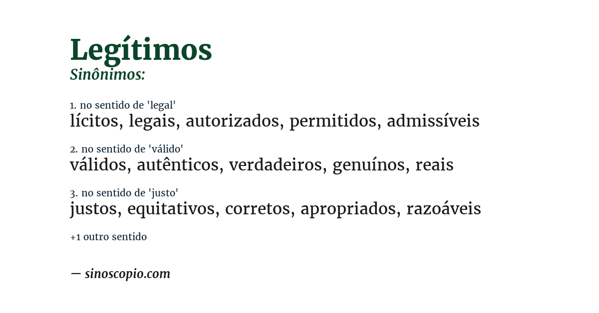 Sinônimo de legítimos