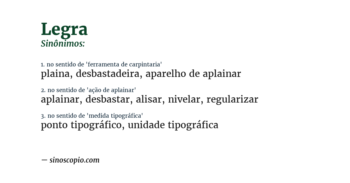 Sinônimo de legra
