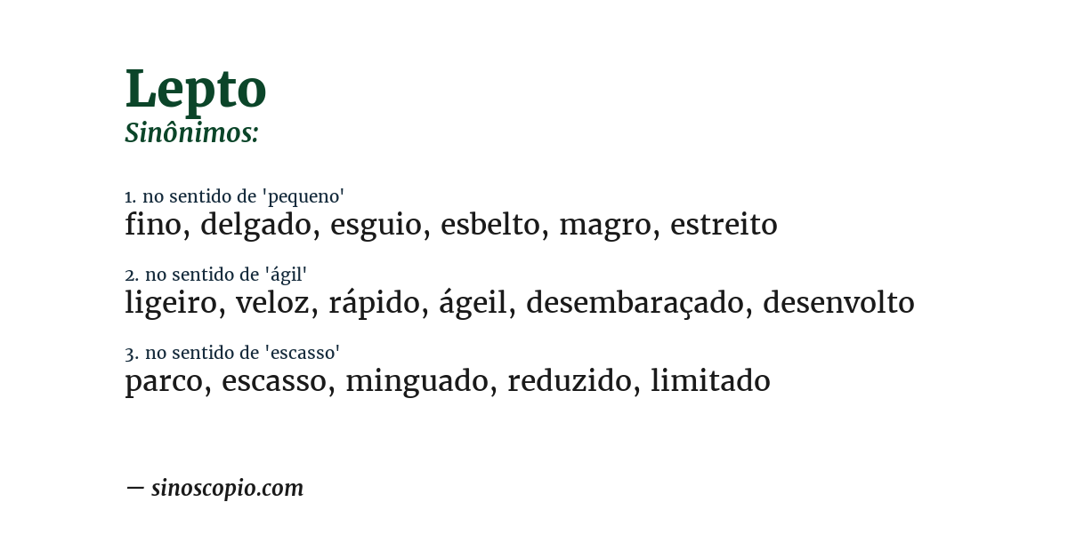 Sinônimo de lepto