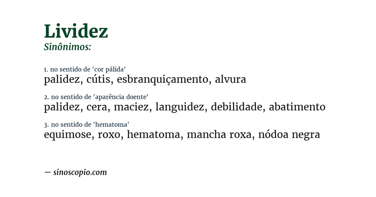 Sinônimo de lividez