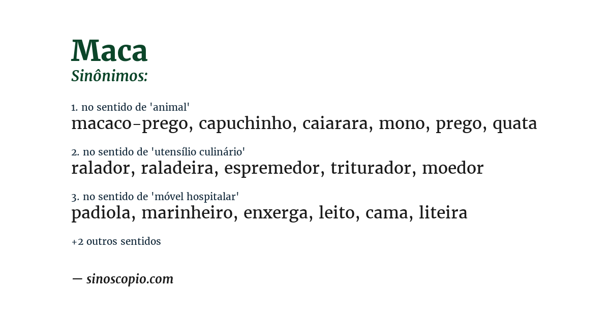 Sinônimo de maca