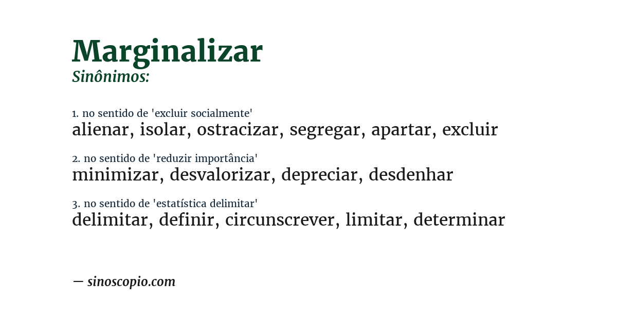 Sinônimo de marginalizar