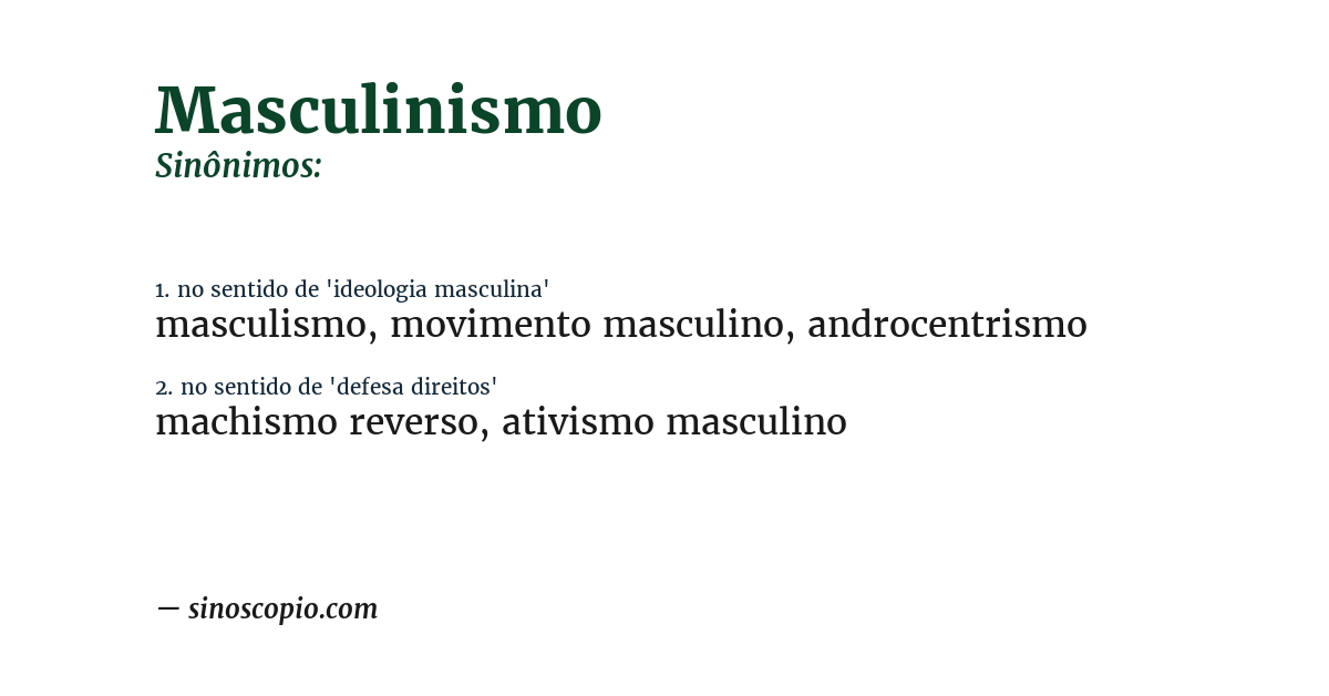 Sinônimo de masculinismo