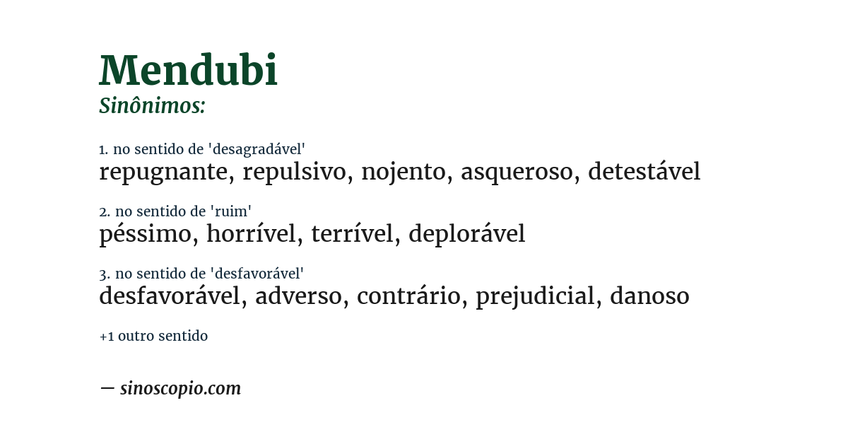 Sinônimo de mendubi
