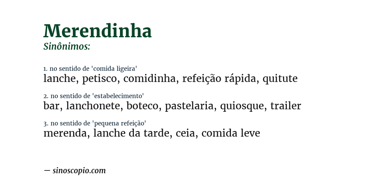 Sinônimo de merendinha