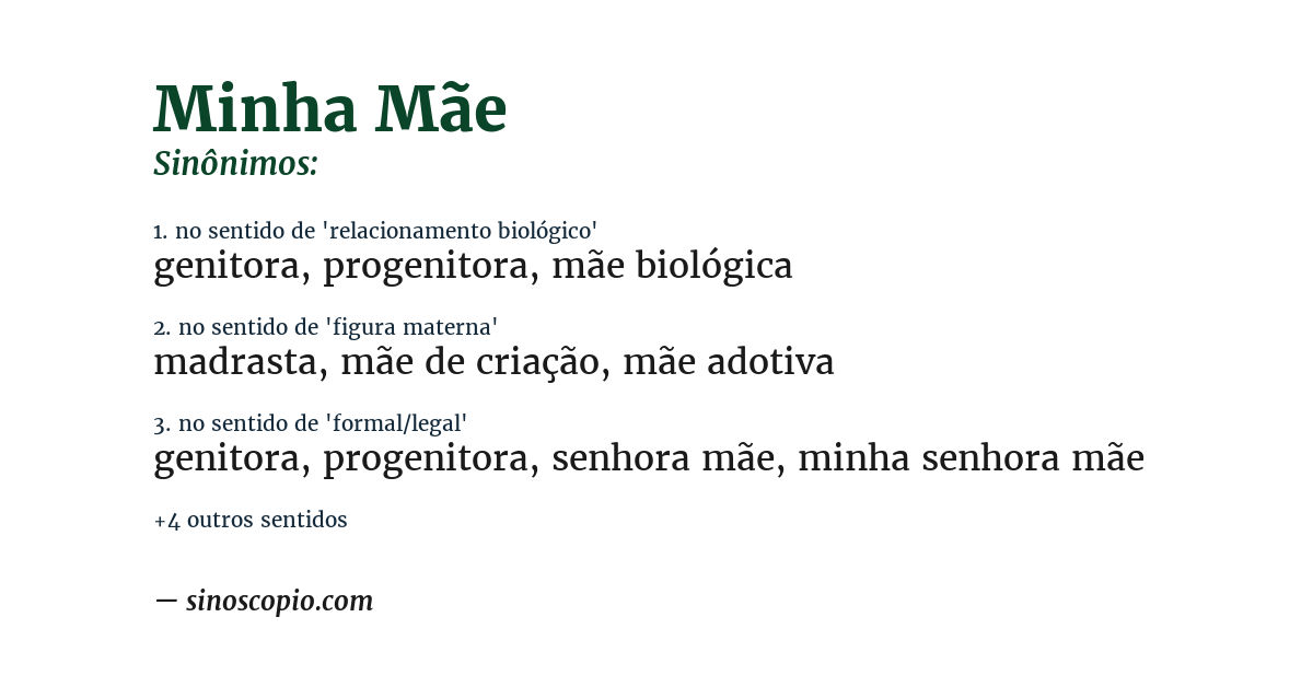 Sinônimo de minha mãe