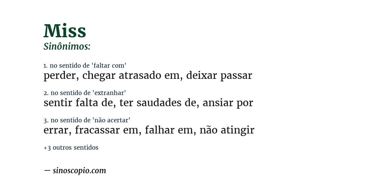 Sinônimo de miss