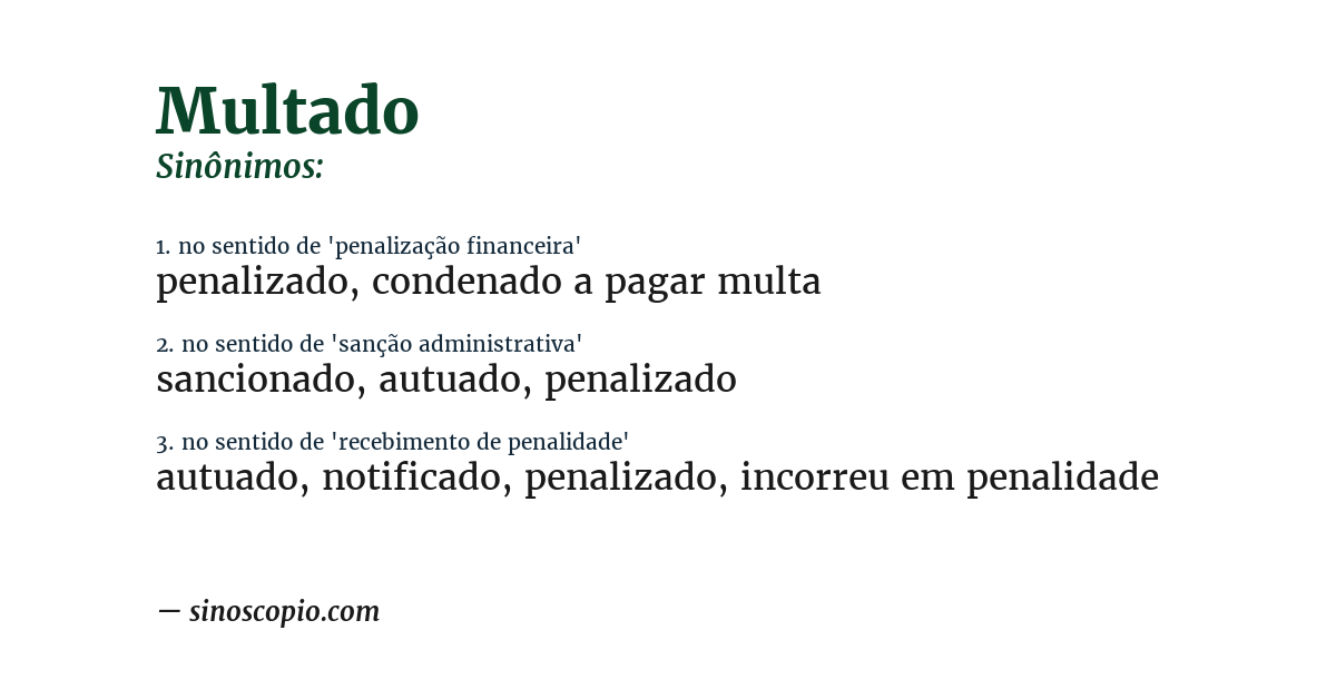 Sinônimo de multado
