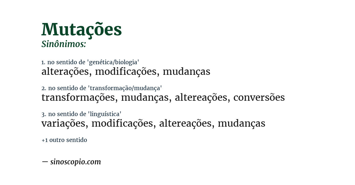 Sinônimo de mutações