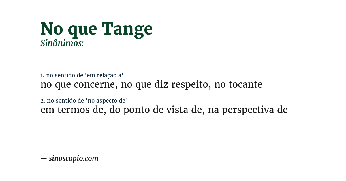 Sinônimo de no que tange