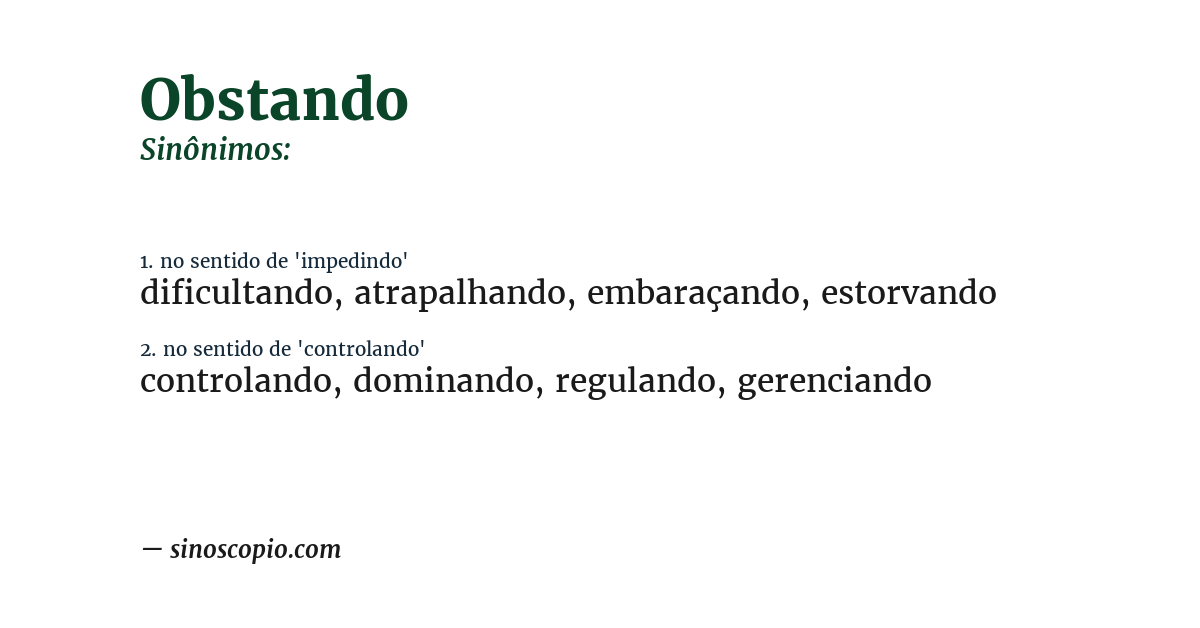 Sinônimo de obstando