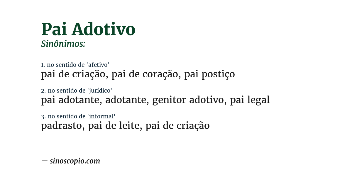 Sinônimo de pai adotivo