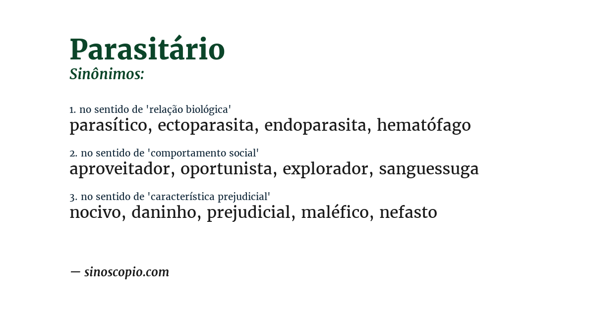 Sinônimo de parasitário