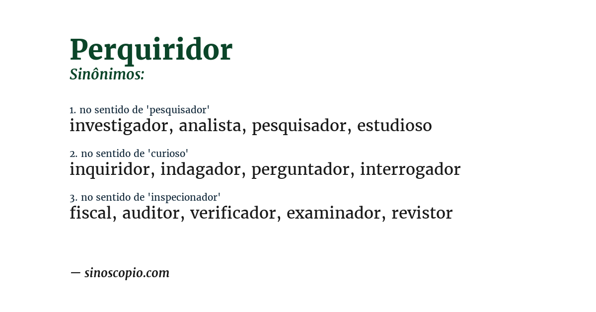 Sinônimo de perquiridor