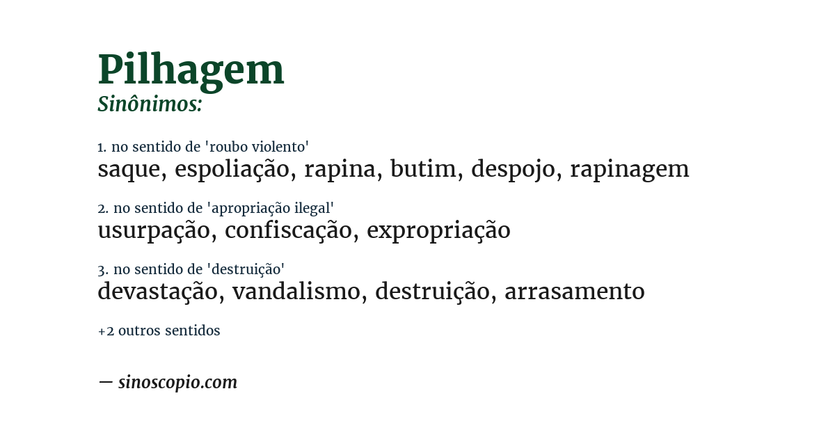 Sinônimo de pilhagem