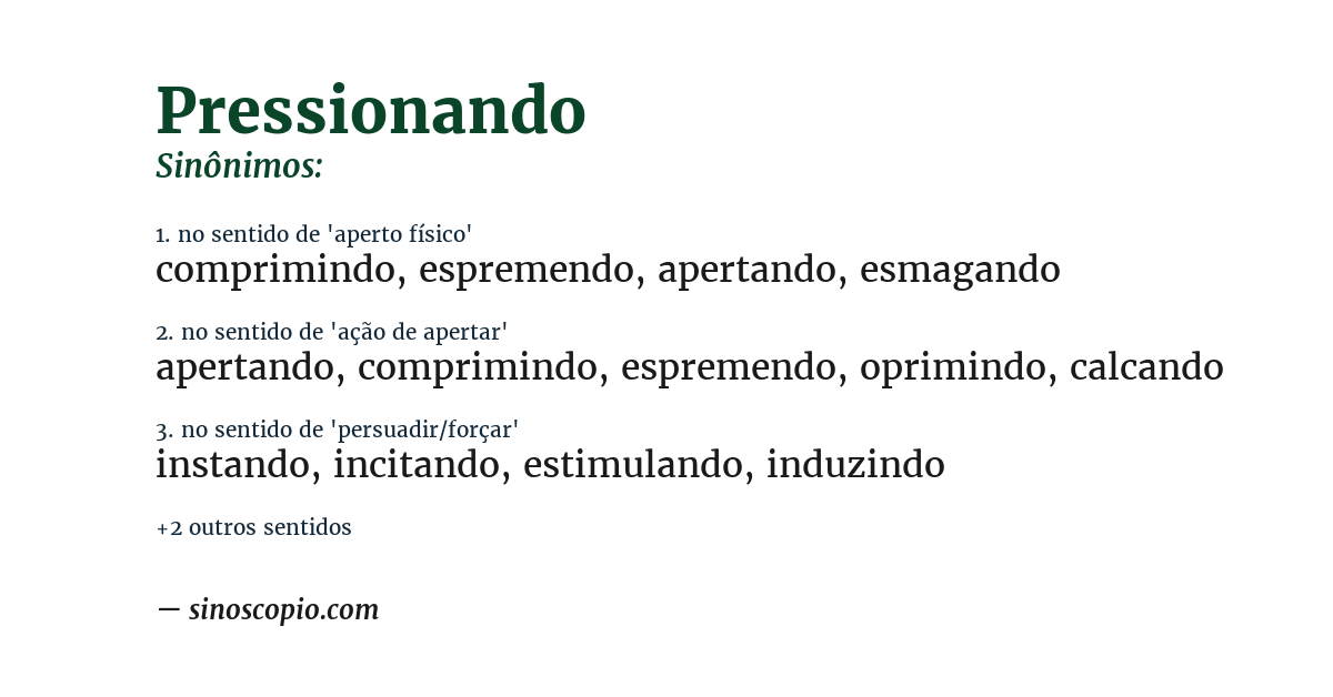 Sinônimo de pressionando