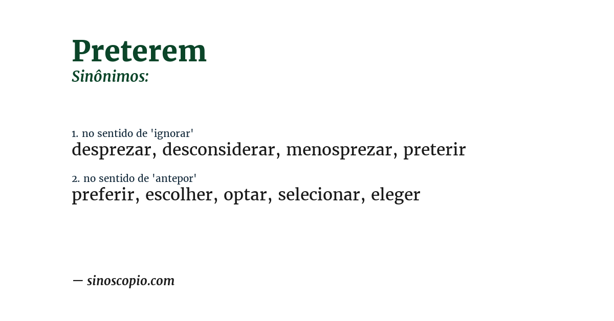 Sinônimo de preterem