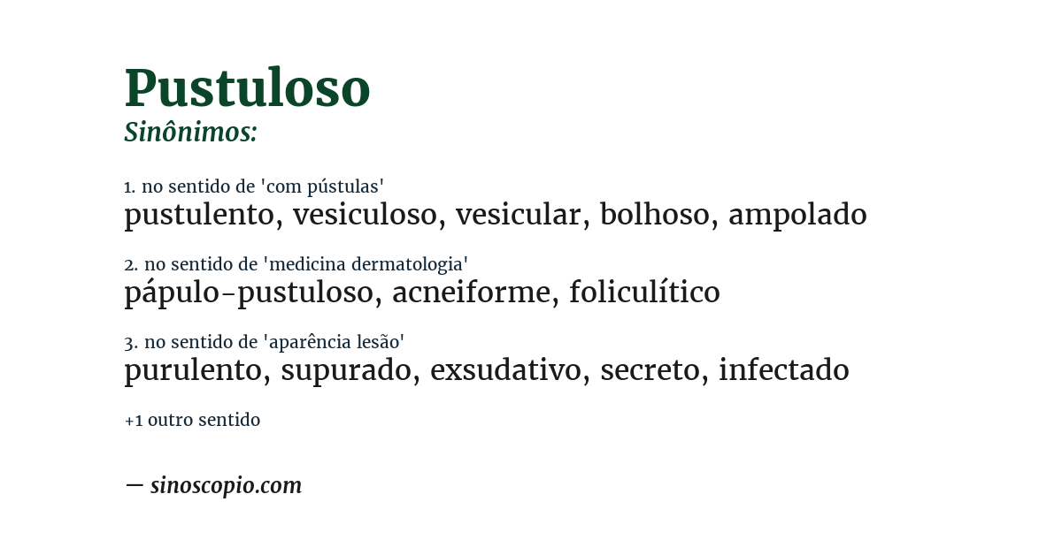 Sinônimo de pustuloso