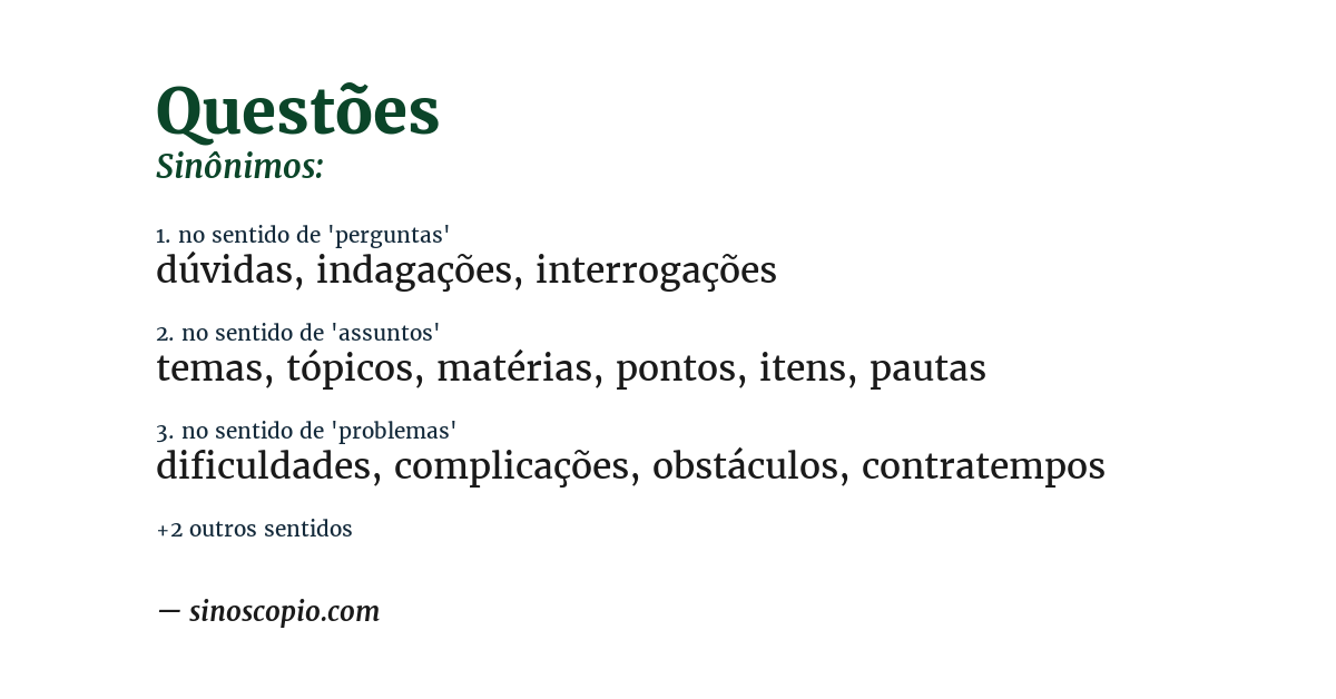 Sinônimo de questões