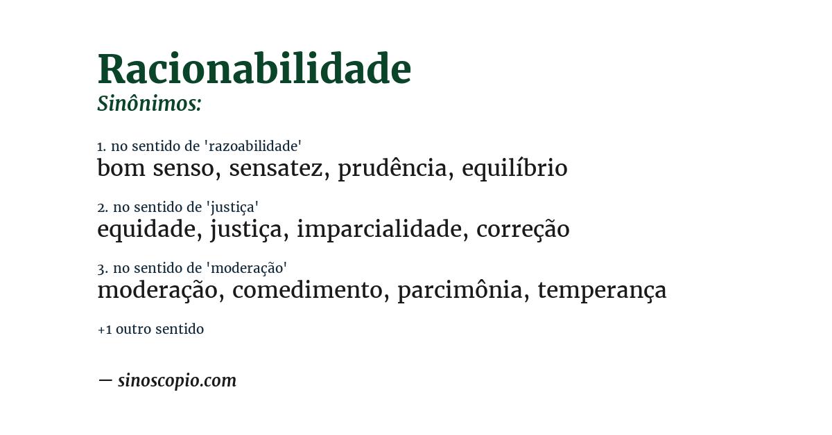 Sinônimo de racionabilidade
