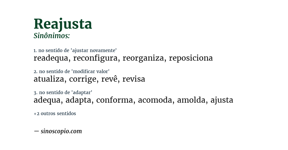 Sinônimo de reajusta