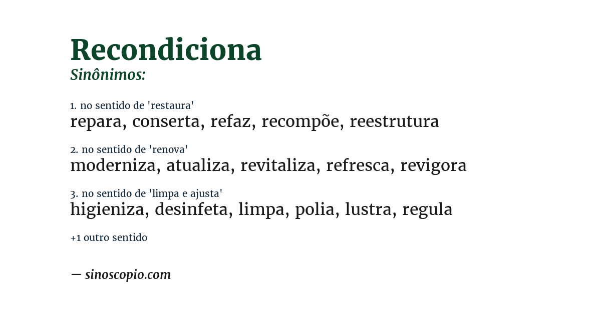 Sinônimo de recondiciona