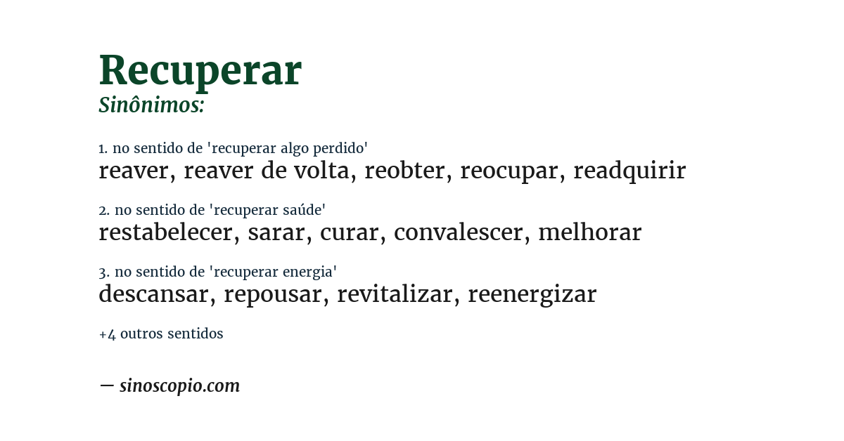 Sinônimo de recuperar