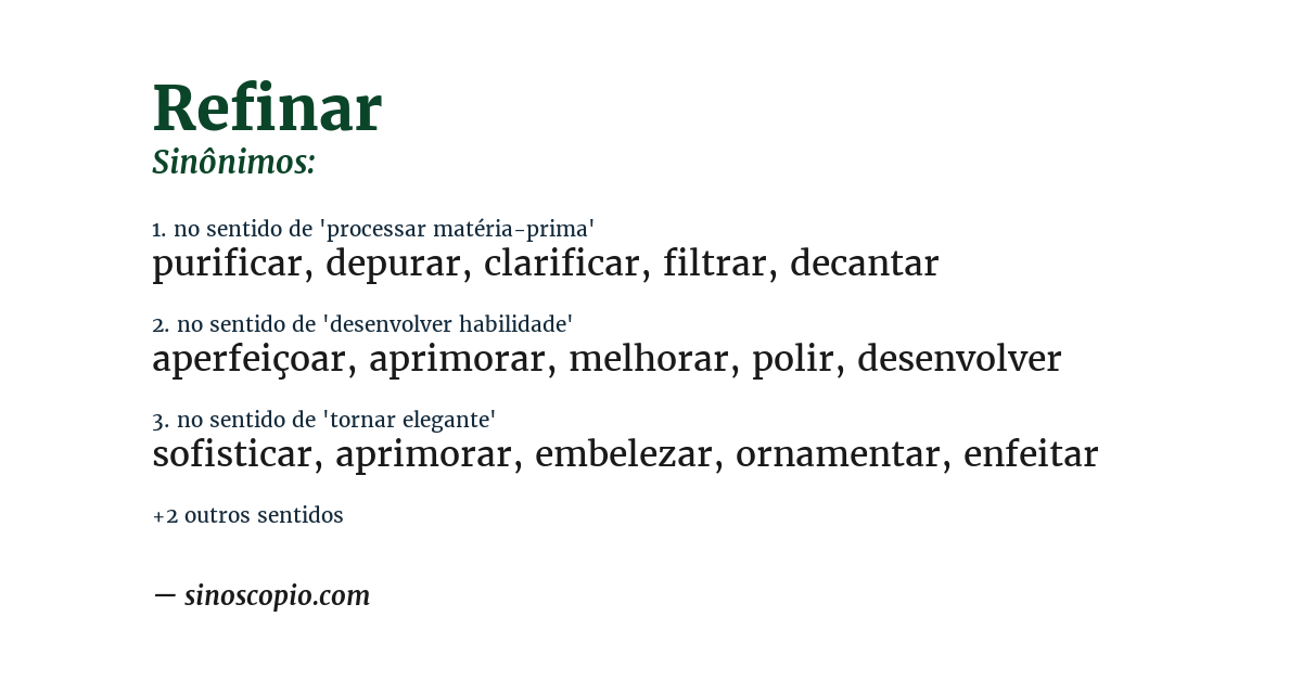Sinônimo de refinar