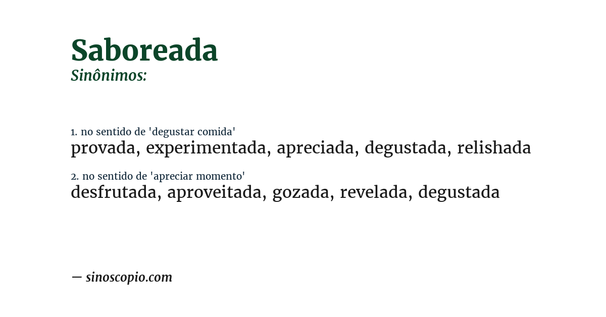 Sinônimo de saboreada