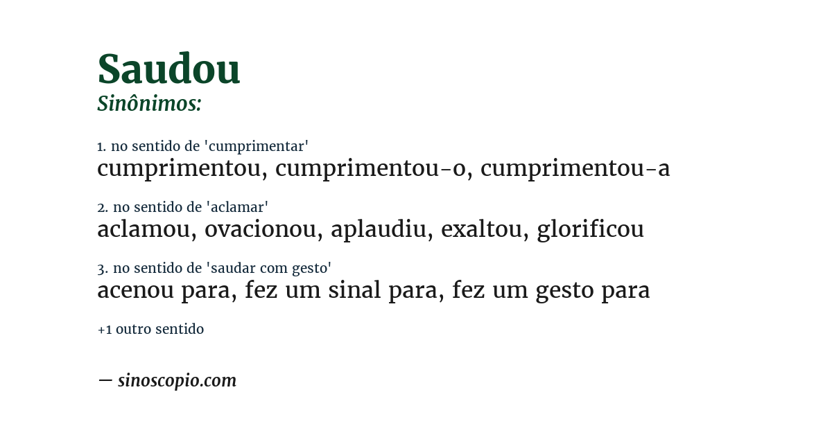 Sinônimo de saudou